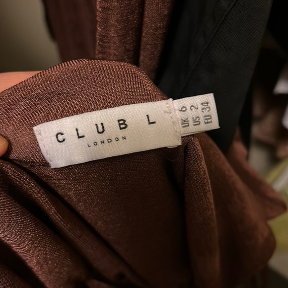 Brown cow neck formal dress - Picture 2 of 6